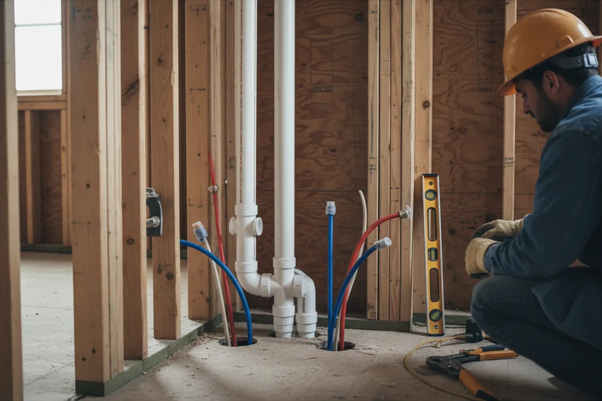 Drain and supply rough-in during Drain Cleaning in Staffordsville
