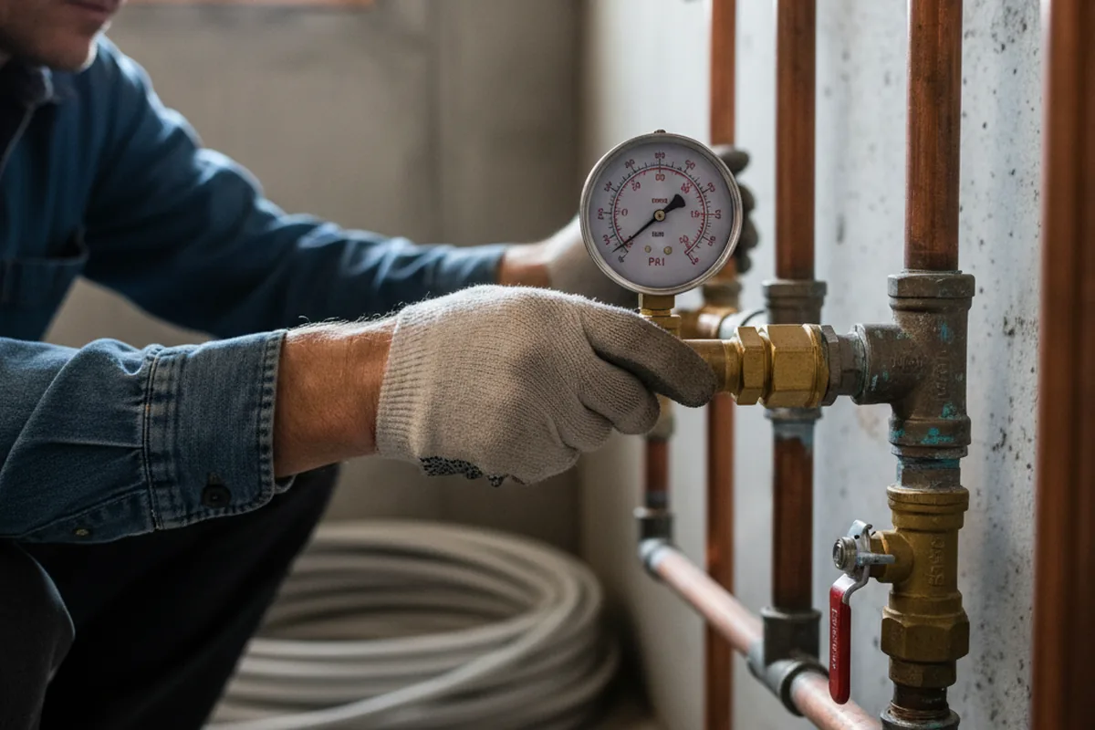 Pressure testing a repaired line during Water Line Repair in Staffordsville